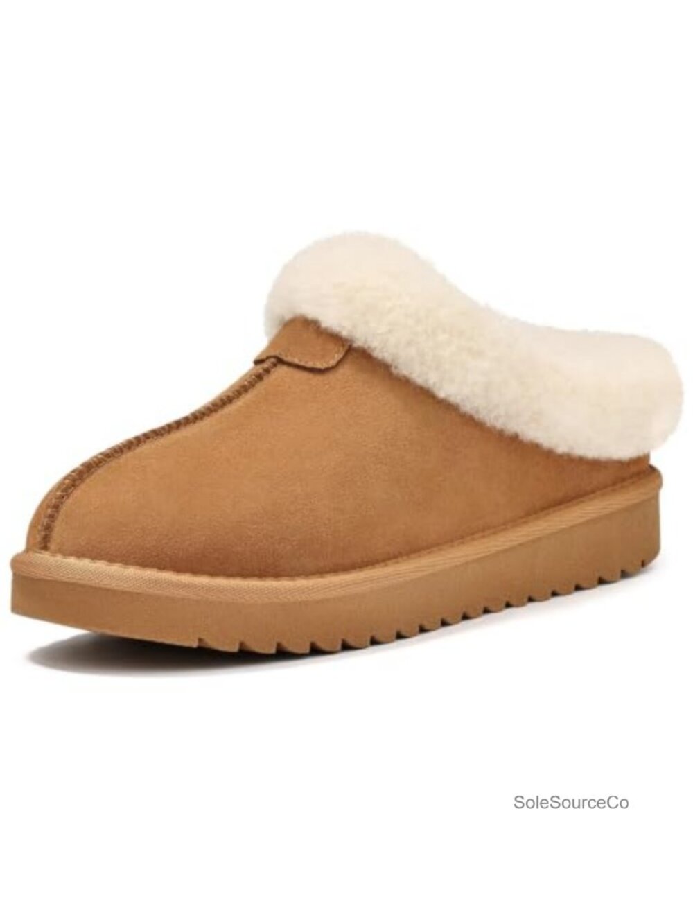 Genuine Suede Slippers Women Memory Foam Fuzzy Lined Indoor Outdoor